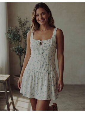 Wild Fable White Delicate Floral Summer Mini Dress Size Large